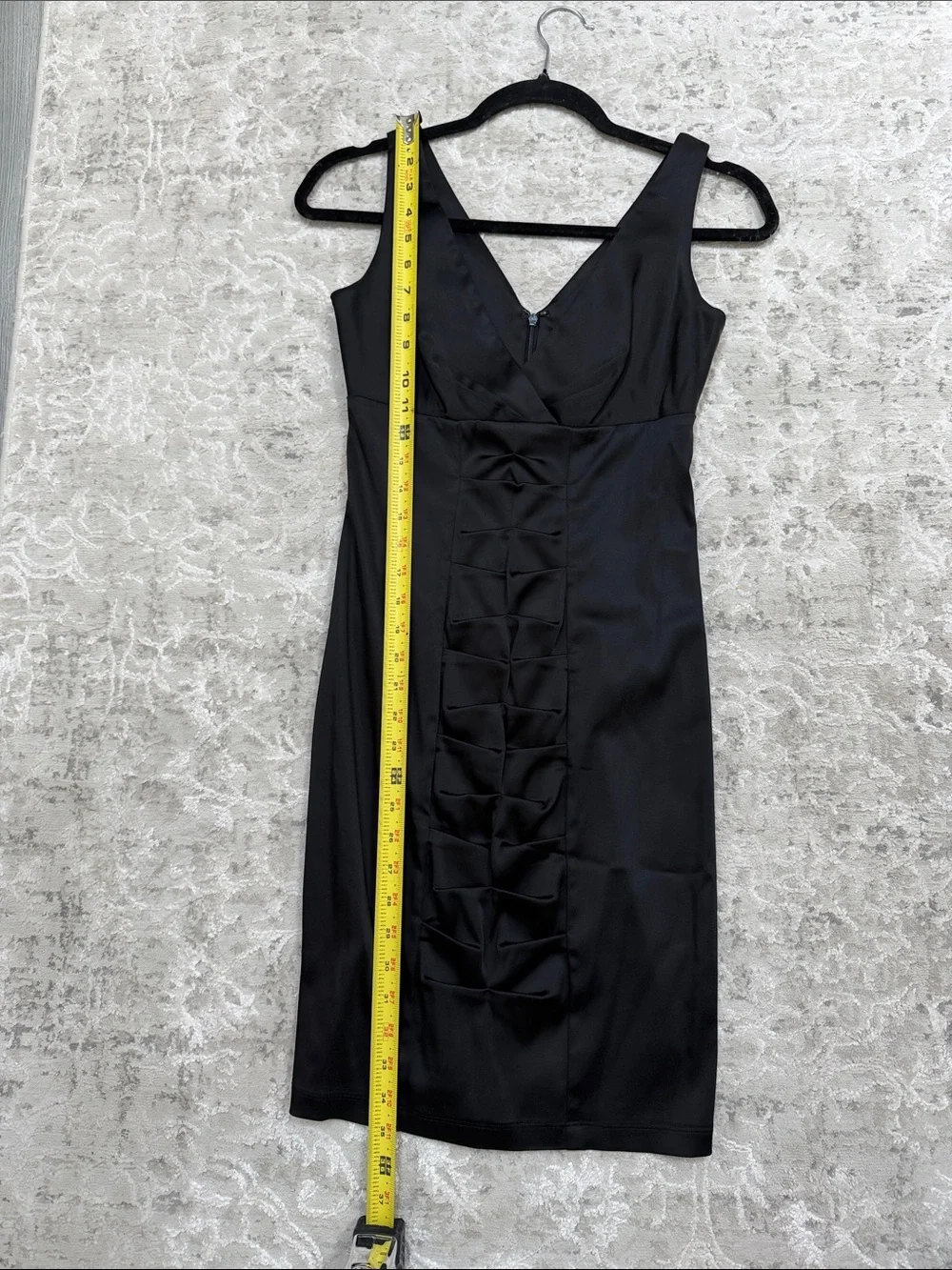 Calvin Klein Black Sleeveless V-Neck short fitted Dress with Front Bow Detail